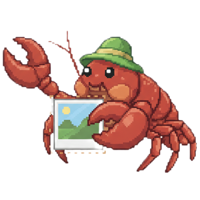 Snip — pixel art lobster mascot, image cropper